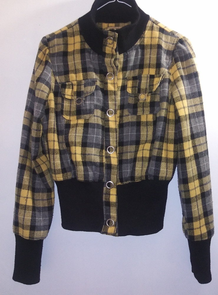 Yellow & Black Plaid Lightweight Jacket